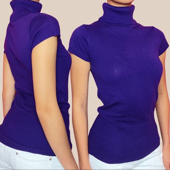 💜 Violet turtleneck short sleeve blouse 💜 - Picture 3 of 4